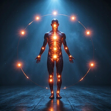 Infografika przedstawiająca zrównoważone ludzkie ciało.